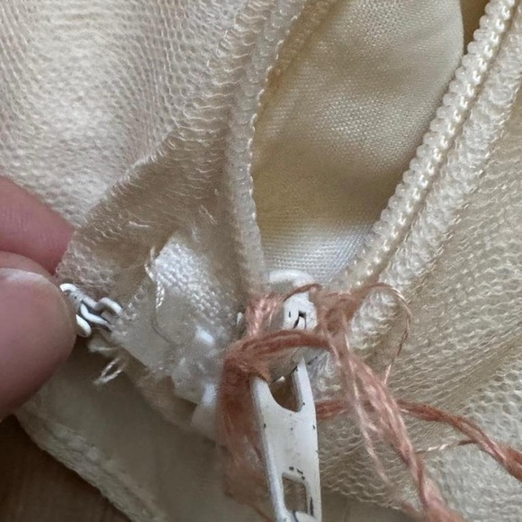 1990’s Vintage Cream Ivory Boning Zip Up Beaded Sweetheart Bridal Bodice Top - Picture 8 of 8